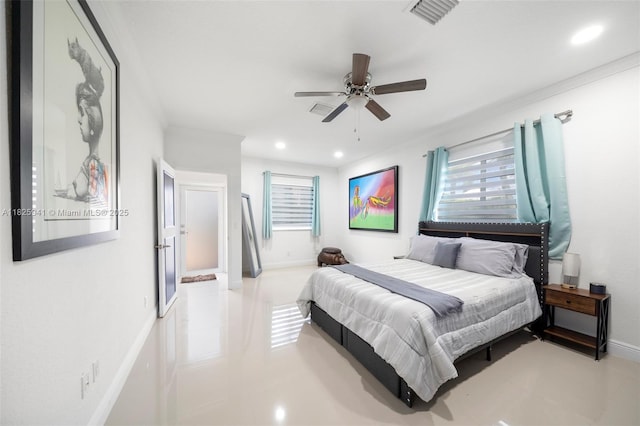 17490 SW 70th Pl, Southwest Ranches, FL 33331 - bedroom featuring multiple windows, recessed lighting, and ceiling fan