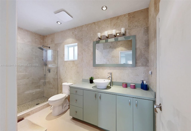 17490 SW 70th Pl, Southwest Ranches, FL 33331 - bathroom featuring vanity, tiled shower, and recessed lighting