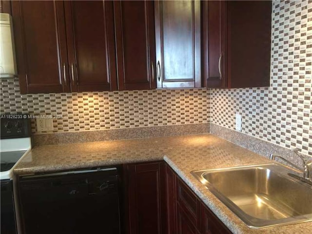 2025 NE 164th St Unit 901, North Miami Beach, FL 33162 - kitchen featuring black dishwasher, dark brown cabinets, and backsplash