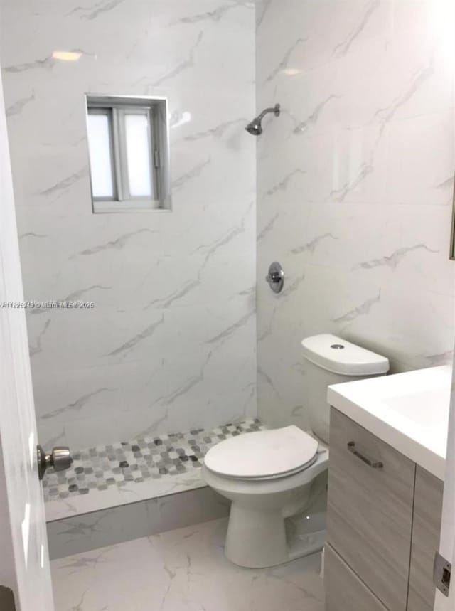 6710 SW 18th Ct, North Lauderdale, FL 33068 - bathroom with vanity, a marble finish shower, and marble finish floors