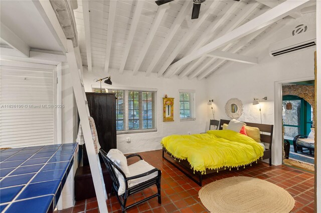 1301 Milan Ave Unit 1, Coral Gables, FL 33134 - tiled bedroom with a wall mounted AC