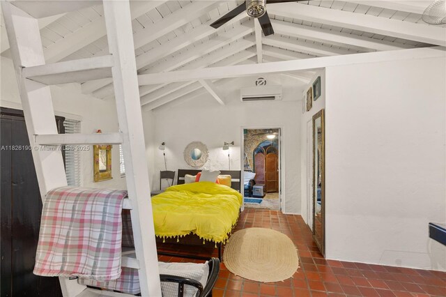 1301 Milan Ave Unit 1, Coral Gables, FL 33134 - bedroom with a wall mounted air conditioner and tile patterned flooring
