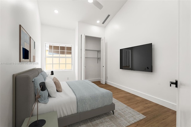 9047 Baybury Ln, West Palm Beach, FL 33411 - bedroom featuring wood finished floors, recessed lighting, and ceiling fan