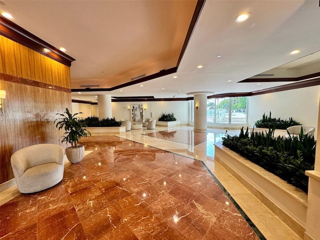 8925 Collins Ave Unit 9G, Surfside, FL 33154 - lobby featuring crown molding and recessed lighting
