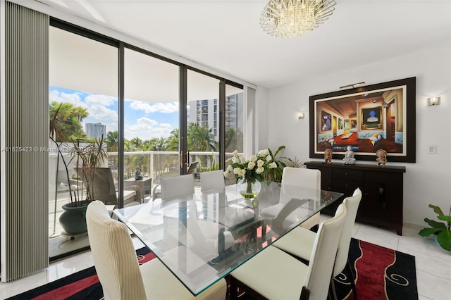20281 E Country Club Dr Unit 201, Aventura, FL 33180 - tiled dining space featuring expansive windows and a chandelier