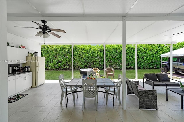 5290 Palm Ave, Hialeah, FL 33012 - view of patio / terrace featuring an outdoor hangout area, a ceiling fan, and outdoor dining space