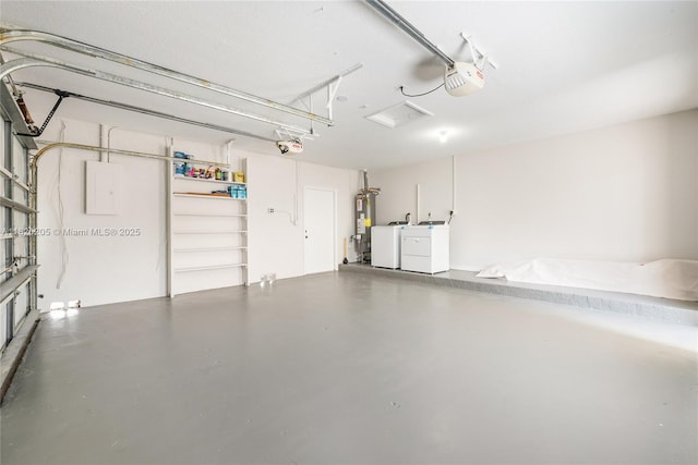 14711 SW 170th Ter, Miami, FL 33187 - garage with washer and dryer, a garage door opener, water heater, and electric panel
