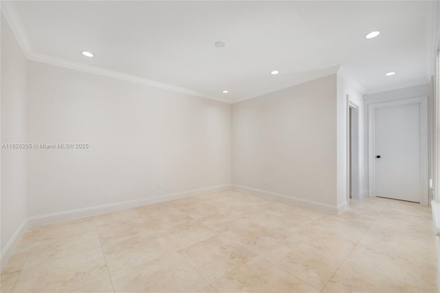 14711 SW 170th Ter, Miami, FL 33187 - unfurnished room with ornamental molding, recessed lighting, and light tile patterned flooring