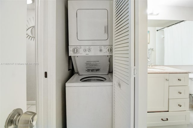 15549 N Miami Lakeway N Unit 104, Miami Lakes, FL 33014 - washroom with estacked washer and dryer