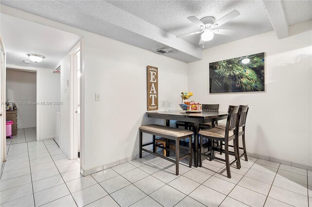 1125 S Flagler Ave Unit 511, Pompano Beach, FL 33060 - dining area featuring a textured ceiling, light tile patterned flooring, and ceiling fan