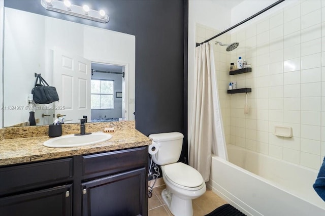 370 Lake Monterey Cir, Boynton Beach, FL 33426 - full bathroom with vanity, shower / tub combo, and tile patterned flooring