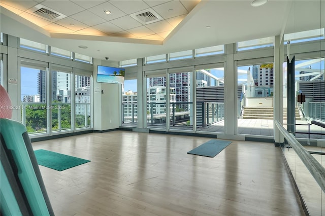1111 SW 1st Ave Unit 721-N, Miami, FL 33130 - exercise room featuring wood finished floors
