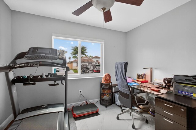 8905 NW 112th St, Hialeah Gardens, FL 33018 - office area with ceiling fan and marble finish flooring