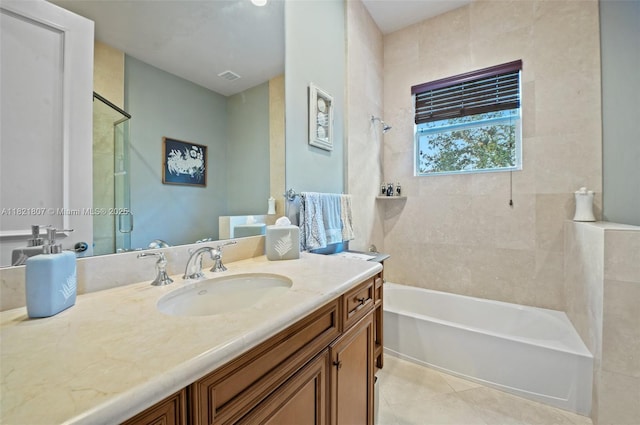 12608 S Stonebrook Cir, Davie, FL 33330 - full bathroom with vanity, bathtub / shower combination, and tile patterned flooring