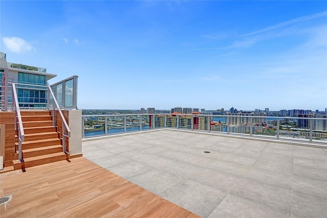 300 Sunny Isles Blvd Unit 4-Ts-04, Sunny Isles Beach, FL 33160 - view of patio / terrace featuring a view of city, stairway, and a water view