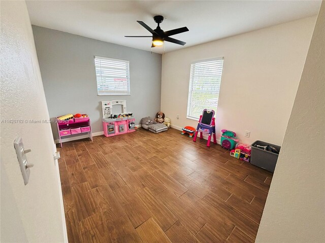 27064 Omni Ln, Punta Gorda, FL 33983 - game room featuring healthy amount of natural light, wood finished floors, and ceiling fan