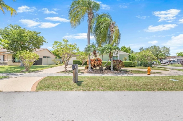 13245 SW 86th Ln, Miami, FL 33183 - obstructed view of property featuring driveway, a front lawn, stucco siding, and a garage