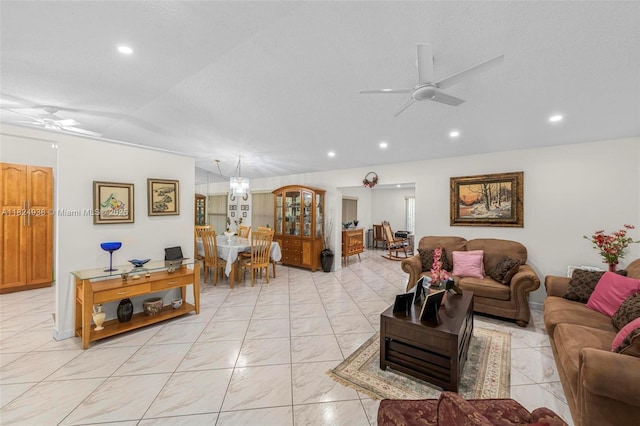 13245 SW 86th Ln, Miami, FL 33183 - living area with ceiling fan, recessed lighting, and light marble finish floors