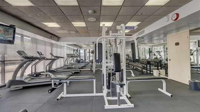 2555 Collins Ave Unit 606, Miami Beach, FL 33140 - gym with a drop ceiling