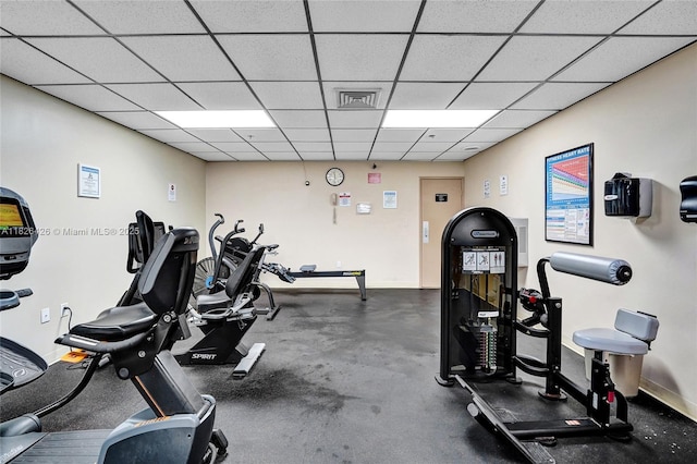 1201 S Ocean Dr Unit 218N, Hollywood, FL 33019 - exercise room with a paneled ceiling and baseboards
