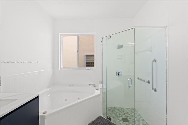 11581 SW 10th Ct, Pembroke Pines, FL 33025 - full bath with a jetted tub, a shower stall, and vanity