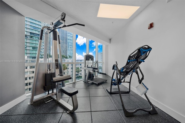 480 NE 30th St Unit 1402, Miami, FL 33137 - workout area with baseboards and a city view