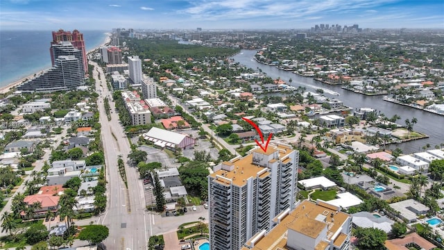 2701 N Ocean Blvd Unit 18A, Fort Lauderdale, FL 33308 - aerial view of property and surrounding area with nearby urban area and a large body of water