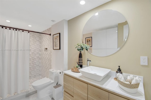 2701 N Ocean Blvd Unit 18A, Fort Lauderdale, FL 33308 - full bathroom with vanity, tiled shower, and recessed lighting