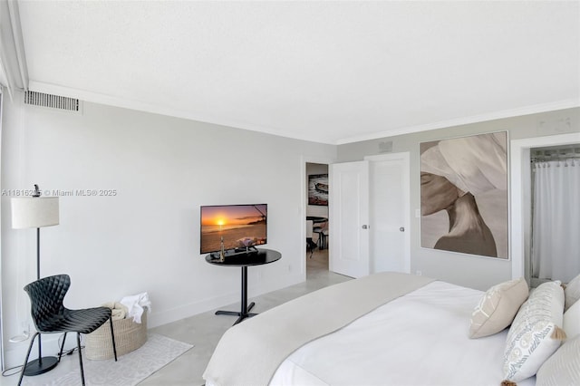 2701 N Ocean Blvd Unit 18A, Fort Lauderdale, FL 33308 - bedroom with crown molding and finished concrete floors