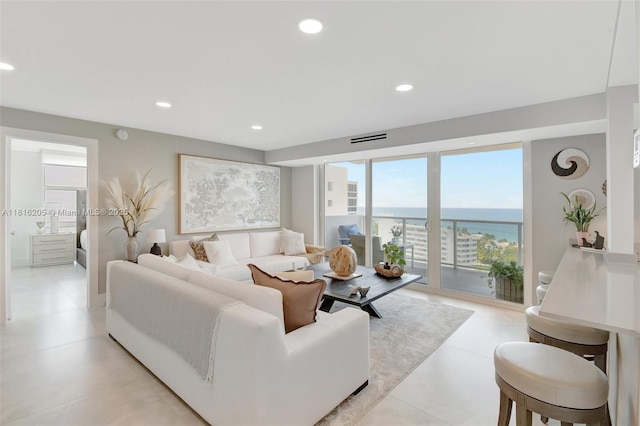 2701 N Ocean Blvd Unit 18A, Fort Lauderdale, FL 33308 - living room with recessed lighting and a water view