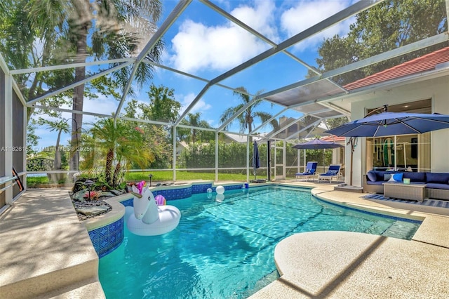 1137 SW Lighthouse Dr, Palm City, FL 34990 - swimming pool featuring a patio, outdoor lounge area, and a lanai