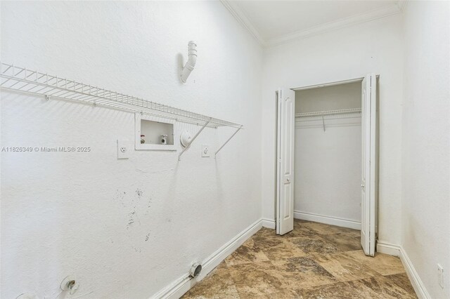 12986 SW 21st St, Miramar, FL 33027 - laundry area featuring crown molding, hookup for a gas dryer, and hookup for a washing machine