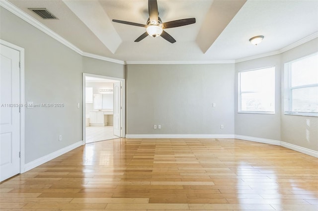 12986 SW 21st St, Miramar, FL 33027 - unfurnished bedroom with light wood-style flooring, connected bathroom, and crown molding