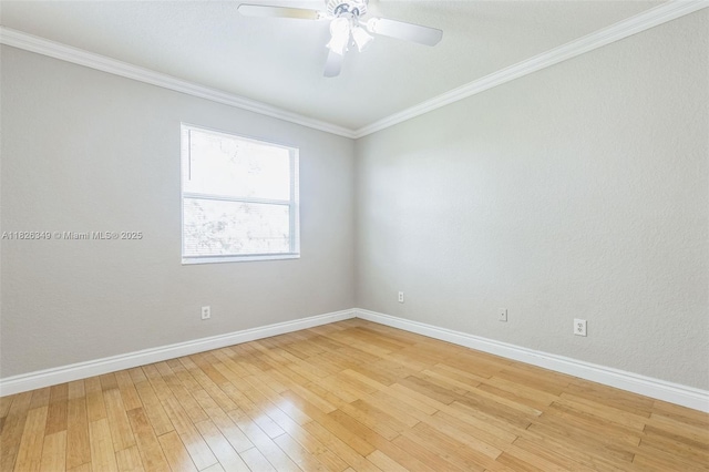 12986 SW 21st St, Miramar, FL 33027 - empty room with light wood-style floors, crown molding, and ceiling fan
