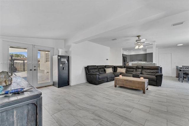 7540 Simms St, Hollywood, FL 33024 - living area with french doors and ceiling fan