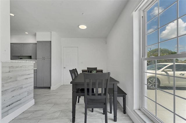 7540 Simms St, Hollywood, FL 33024 - dining space featuring recessed lighting and light marble finish flooring