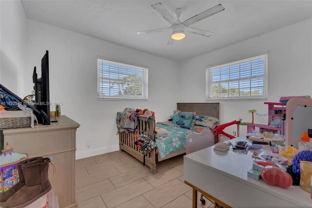 7540 Simms St, Hollywood, FL 33024 - bedroom with ceiling fan and tile patterned flooring