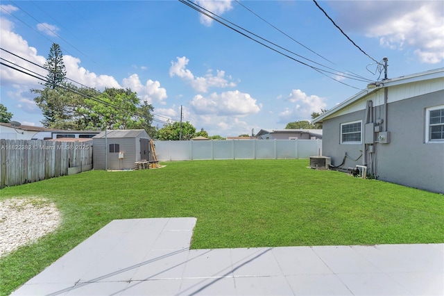 7540 Simms St, Hollywood, FL 33024 - fenced backyard with a storage shed and a patio area