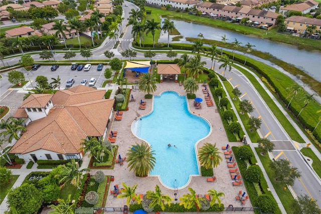 3457 NE 2nd St, Homestead, FL 33033 - aerial view of residential area with a pool and a large body of water