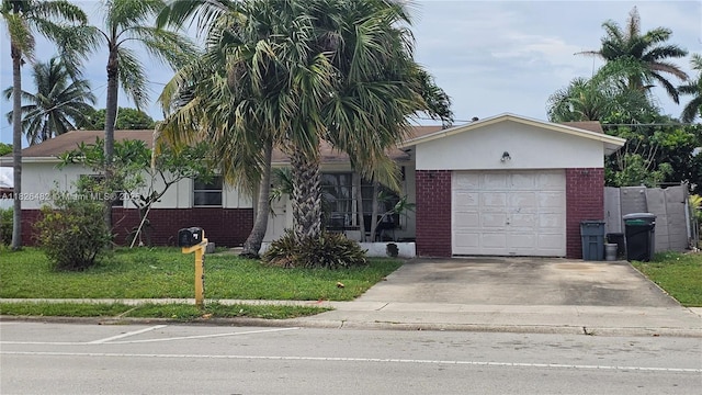 9723 SW 3rd St, Boca Raton, FL 33428 - view of front of property with brick siding, a garage, driveway, and a front lawn