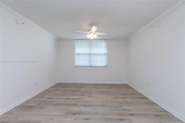1919 Van Buren St Unit 205A, Hollywood, FL 33020 - spare room with crown molding, ceiling fan, light wood-style flooring, and a textured ceiling