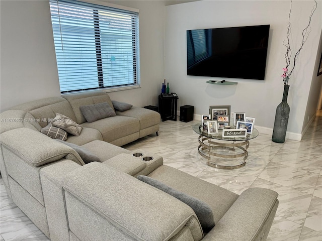 17673 SW 19th St, Miramar, FL 33029 - living area with marble finish flooring and baseboards