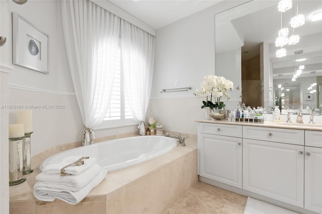 17866 Lake Azure Way, Boca Raton, FL 33496 - bathroom with vanity, a bath, and tile patterned floors