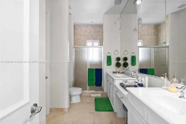 17866 Lake Azure Way, Boca Raton, FL 33496 - full bath with a shower stall, double vanity, and tile patterned flooring