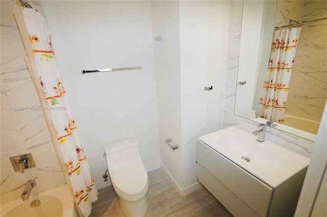 3313 Percival Ave Unit 3313, Miami, FL 33133 - bathroom featuring vanity, shower / bath combination with curtain, and wood finished floors