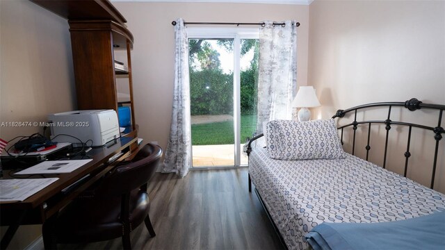 8443 Garden Gate Pl, Boca Raton, FL 33433 - bedroom featuring wood finished floors, a desk, and access to outside