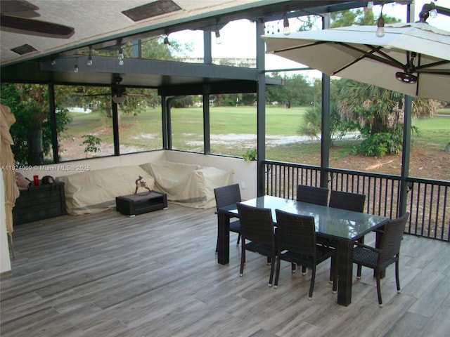 3502 Dunes Vista Dr, Pompano Beach, FL 33069 - sunroom / solarium with lofted ceiling and outdoor dining space