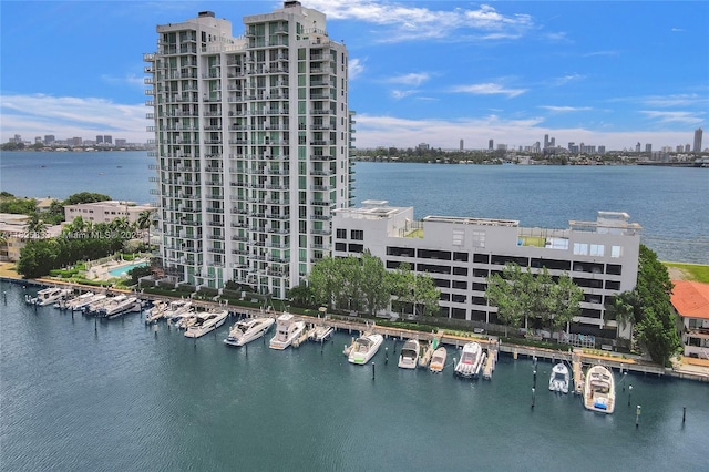 7930 E Dr Unit 1806, North Bay Village, FL 33141 - aerial view of city skyline and a nearby body of water