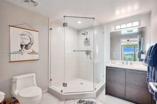 7930 E Dr Unit 1806, North Bay Village, FL 33141 - bathroom featuring a shower stall, vanity, and tile patterned floors