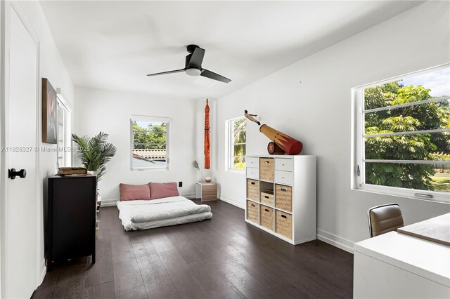 600 NE 55th Ter, Miami, FL 33137 - living area featuring ceiling fan and dark wood finished floors